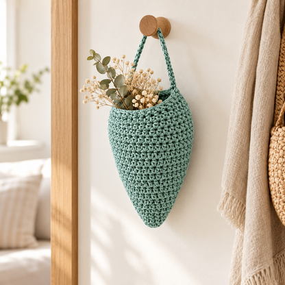 Crochet Wall Hanging Organizer Basket