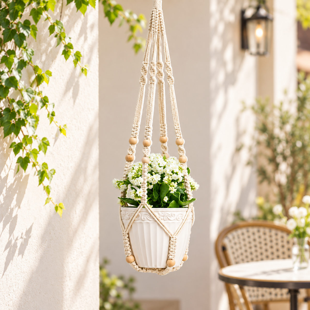 Decorative Handwoven Macrame Plant Hanger for Indoor Home Decor