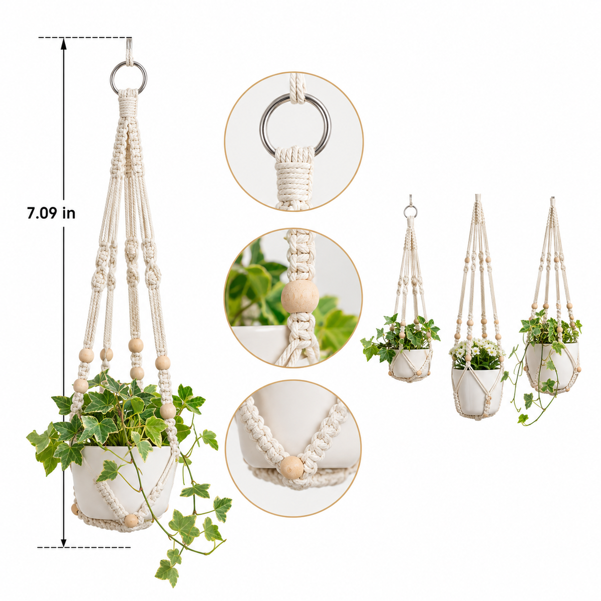 Decorative Handwoven Macrame Plant Hanger for Indoor Home Decor