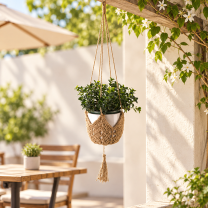 Macrame Hanging Planter Basket – Woven Rope Plant Holder