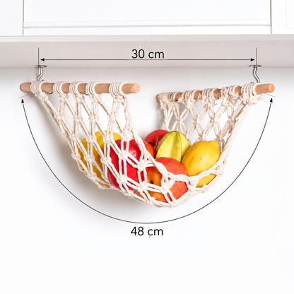 Under Cabinet Macrame Fruit Hammock for Kitchen Storage